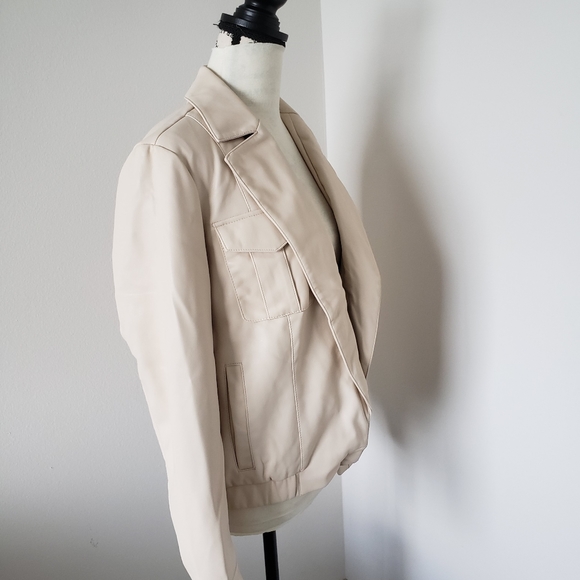 I.N.C international concepts womens faux leather jacket beige size medium - Picture 6 of 8